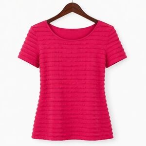 🎉Cato Red Textured Ruffle  Boho Chic Blouse Sz Lg